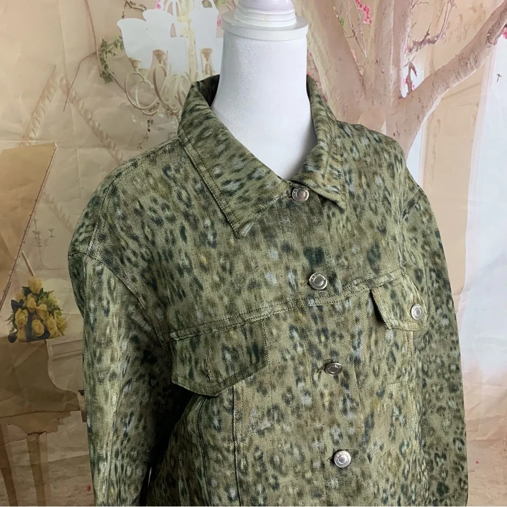 NEW IRO Empathy Leopard Oversized Jean Jacket